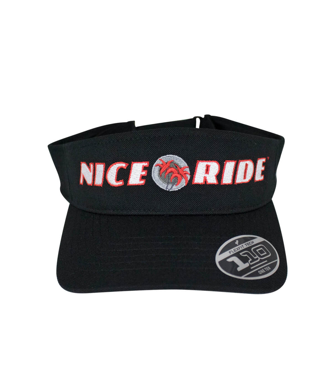 Nice Ride embroidered visor hat featuring a black design and adjustable closure, perfect for outdoor activities.