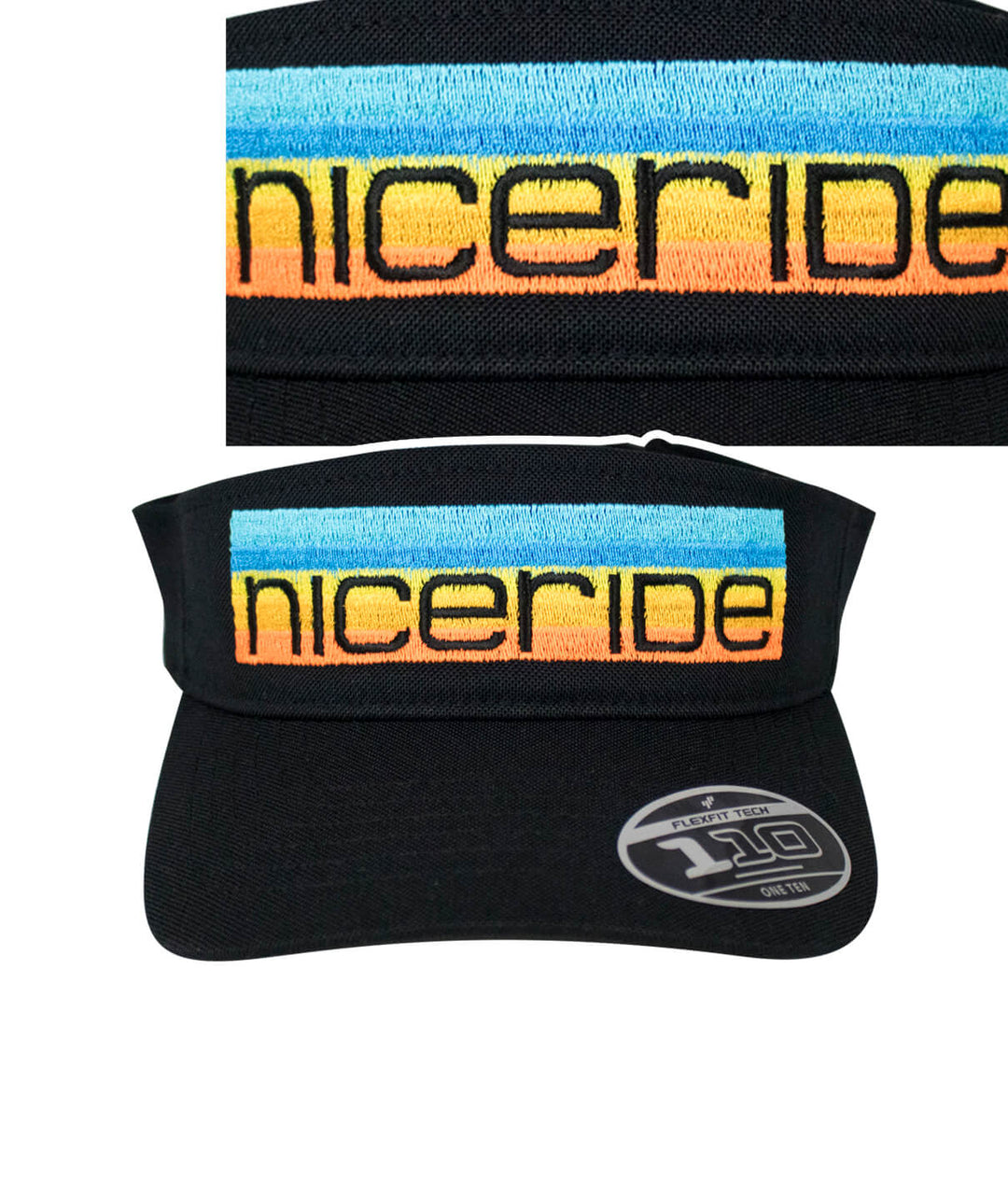 Tasty Waves visor hat by NICERIDE, featuring a vibrant embroidered design and comfortable adjustable fit.