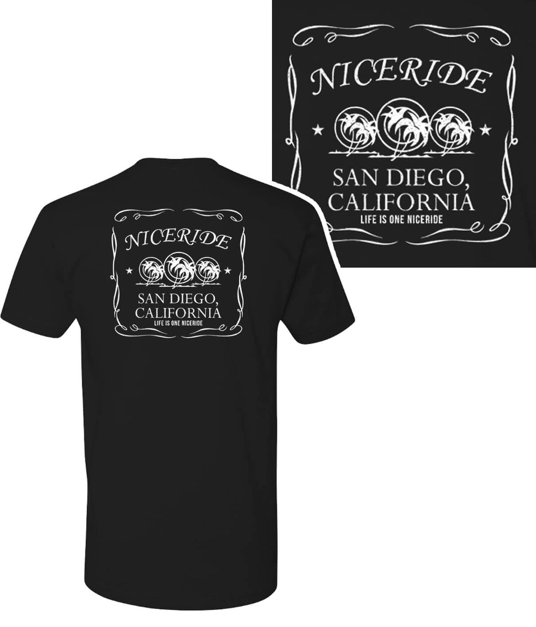 The Good Life - Men's 100% Cotton Short Sleeve Shirt with NICERIDE San Diego design on back and chest.