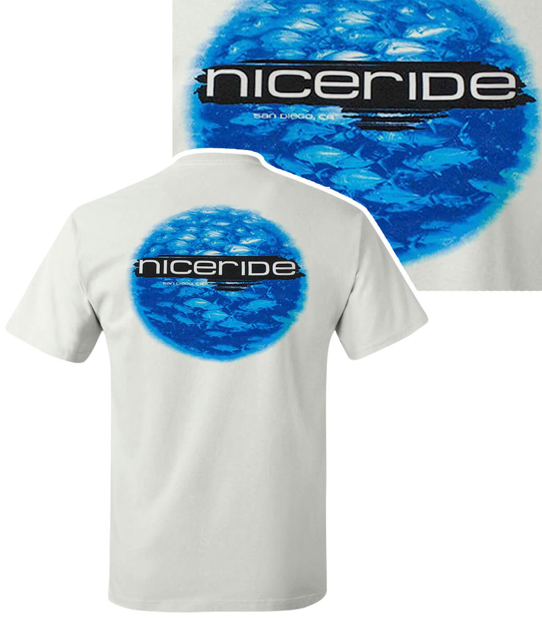 Feeding Time - White Hanes Men's Cotton Blend Printed Short Sleeve T-Shirt with NICERIDE design.