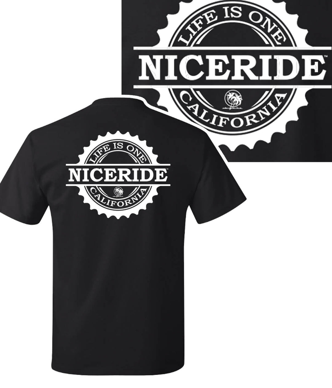 Hanes Men's Cotton Blen Short Sleeve T-Shirt featuring NICERIDE design on back, perfect shirt for casual wear.