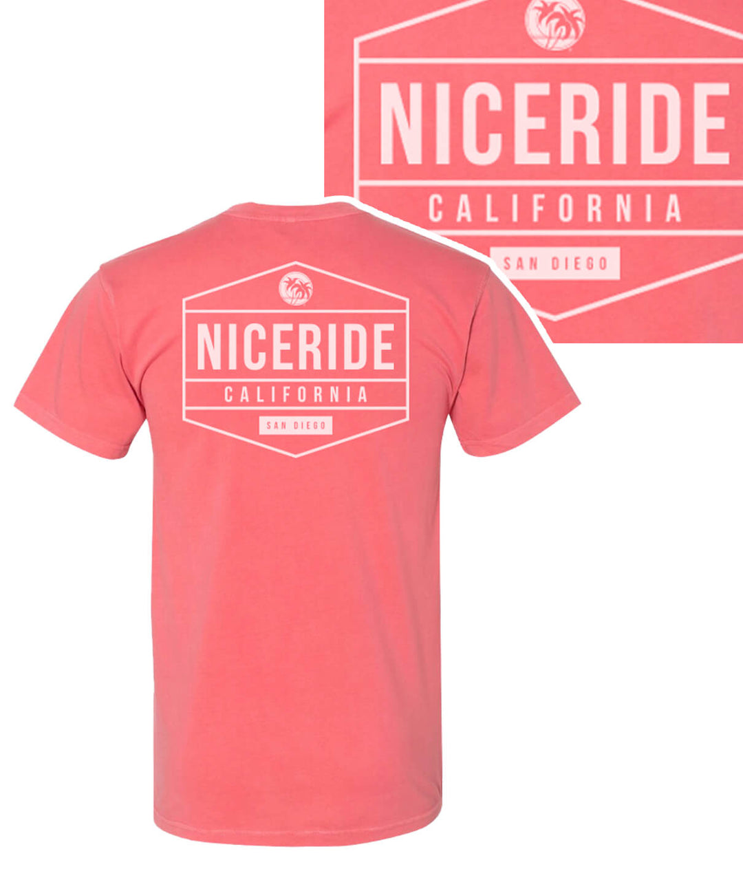 Good Times - Shadow Or Guava Next Level Men's Cotton Short Sleeve T-SHIRT with NICERIDE design on the back.