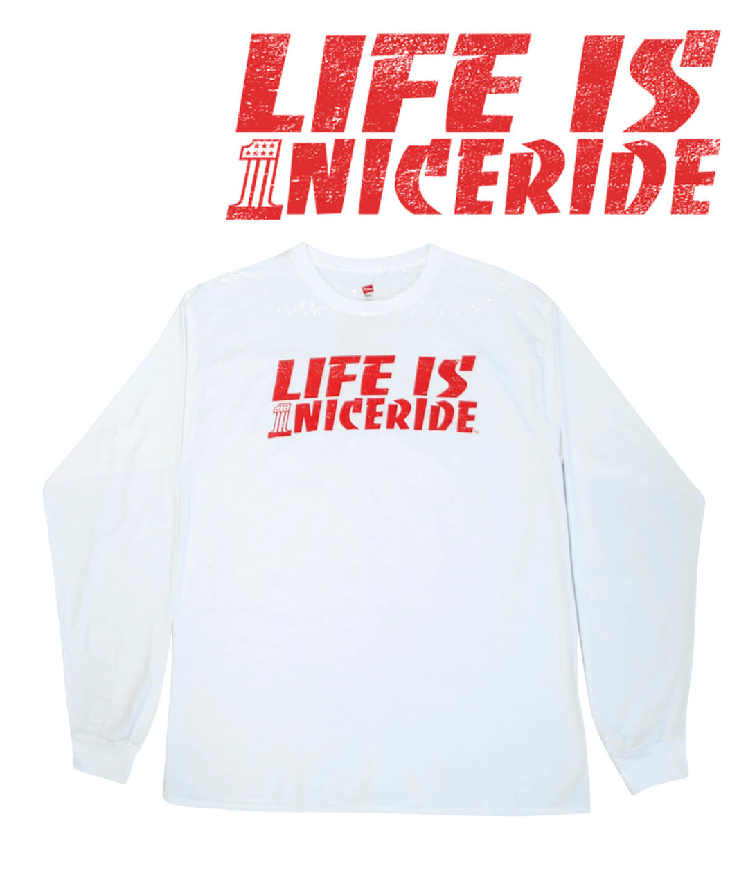 Life is - White Hanes Pre-Shrunk 100% Cotton Long Sleeve Men&