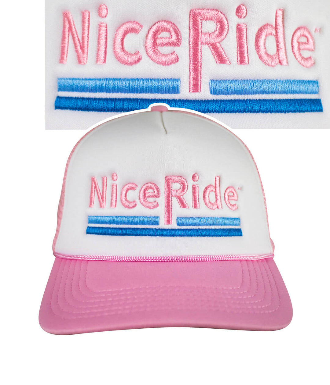 Low Tide Foam Trucker Baseball Hat with NiceRide logo embroidered on the front.