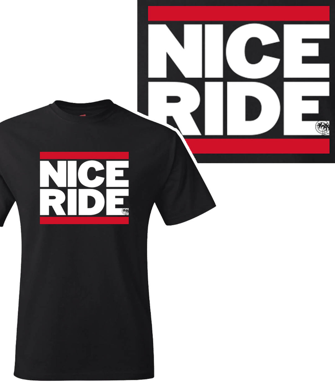RUN NICE - Hanes Men's Tagless Short Sleeve T-Shirt in black featuring NICE RIDE design.