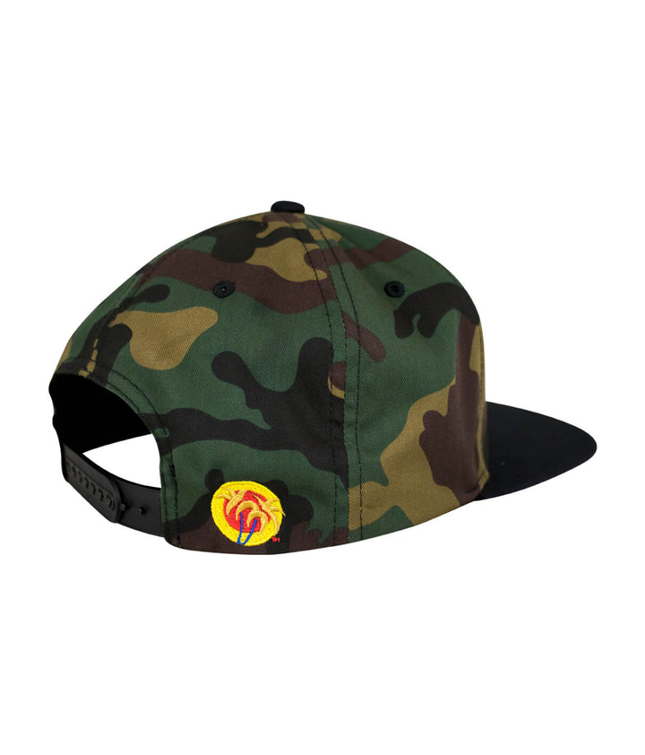 Back view of Arizona Flag snapback hat featuring camo pattern and NICERIDE logo on the side, ideal hat for outdoor enthusiasts.
