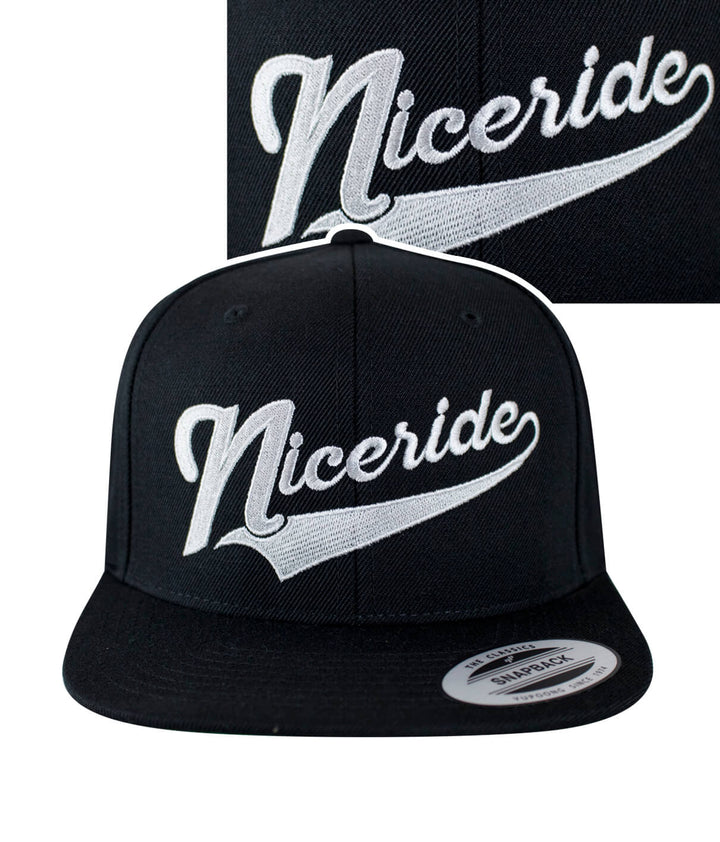 Play Ball Snapback Hat featuring NICERIDE design, classic shape and hard buckram, perfect hat for fans.