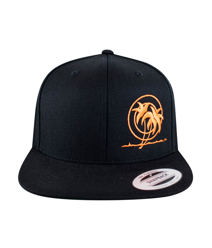 Classic Stencil Palm snapback hat with embroidered logo on a black background.