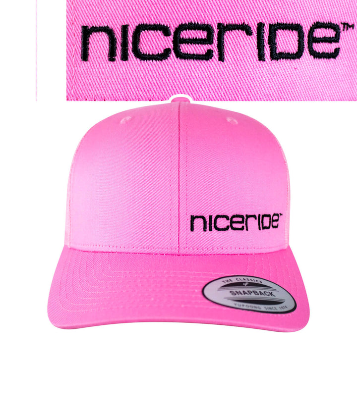 Pink retro trucker hat featuring NICERIDE&