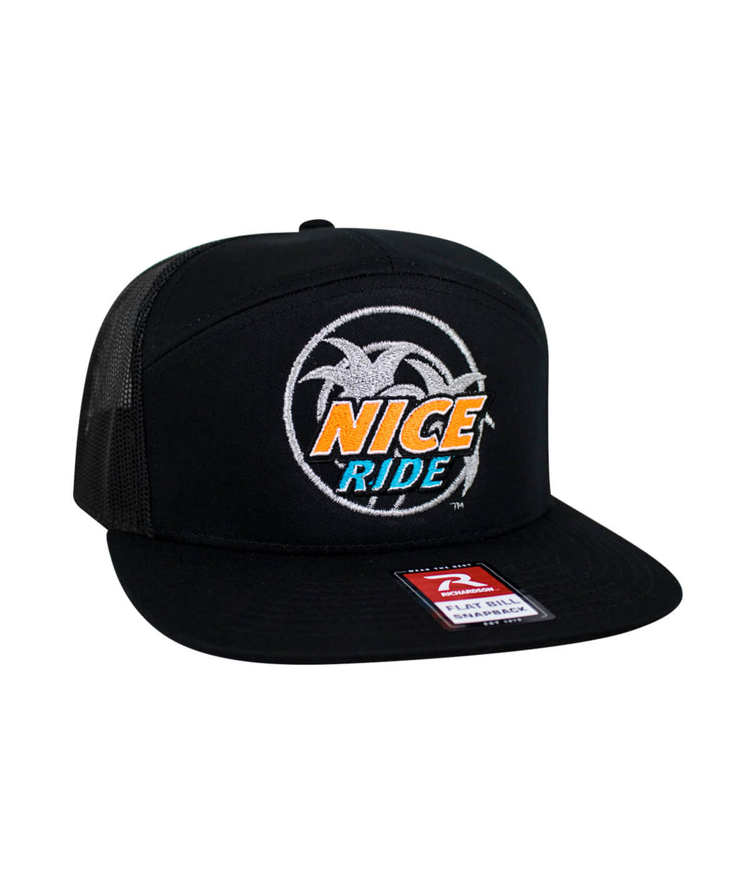 Choo Choo 7 Panel Trucker Snapback Hat for men and women featuring NICERIDE design and meshback style.