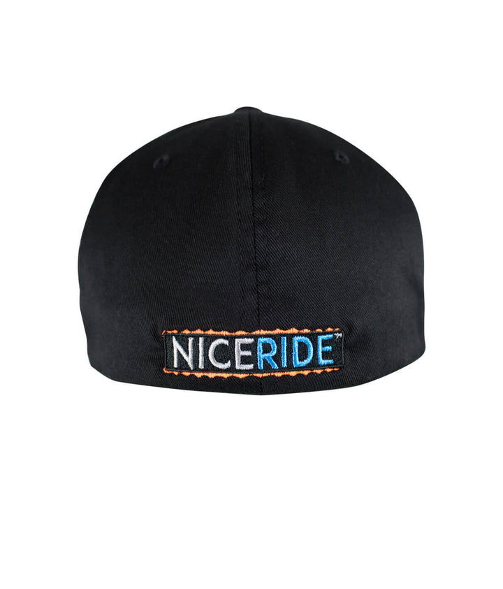 Back view of the "Buck-Eye" unisex classic Flexfit hat featuring NICERIDE embroidery.
