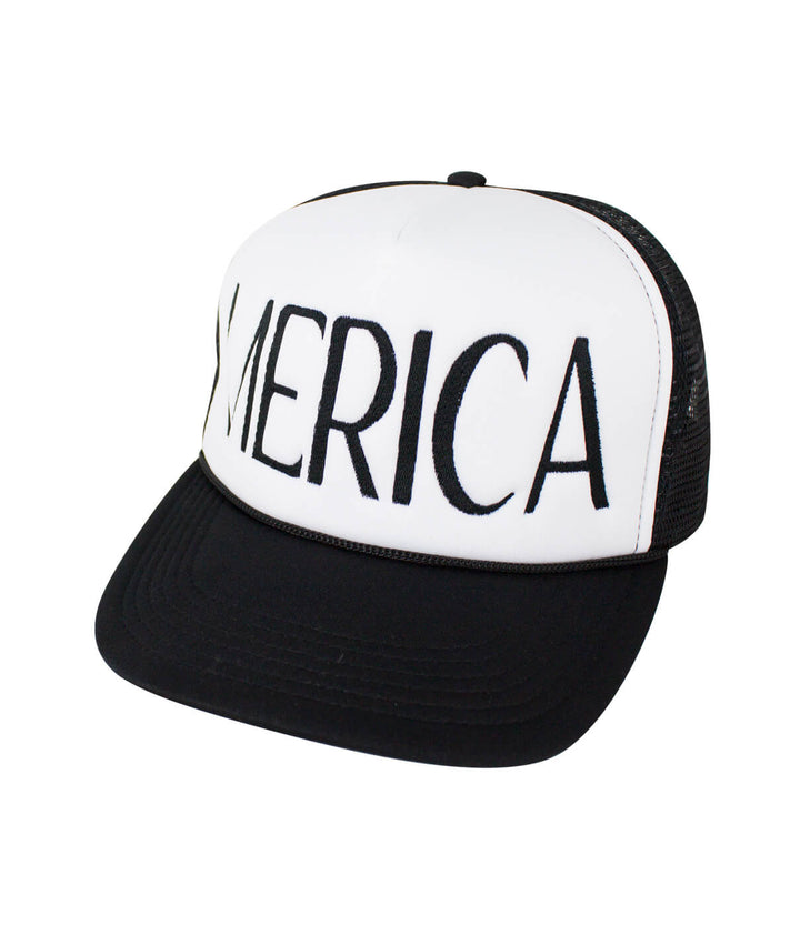 Merica Foam Trucker Hat featuring embroidered text, a stylish hat designed for comfort and style.