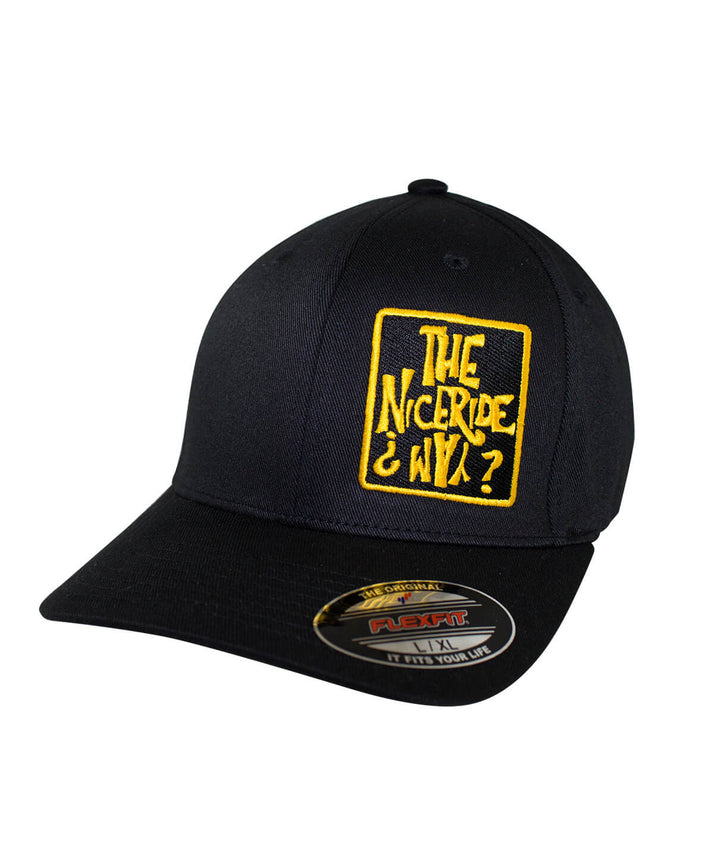 NICERIDE WAY Classic Flexfit Hat with embroidered logo on front and palm logo on back, a stylish hat.