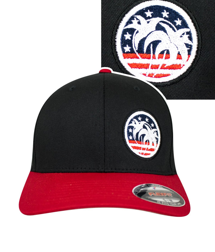 Classic Flexfit hat featuring "Spirit of 76" design with palm trees and red accents.