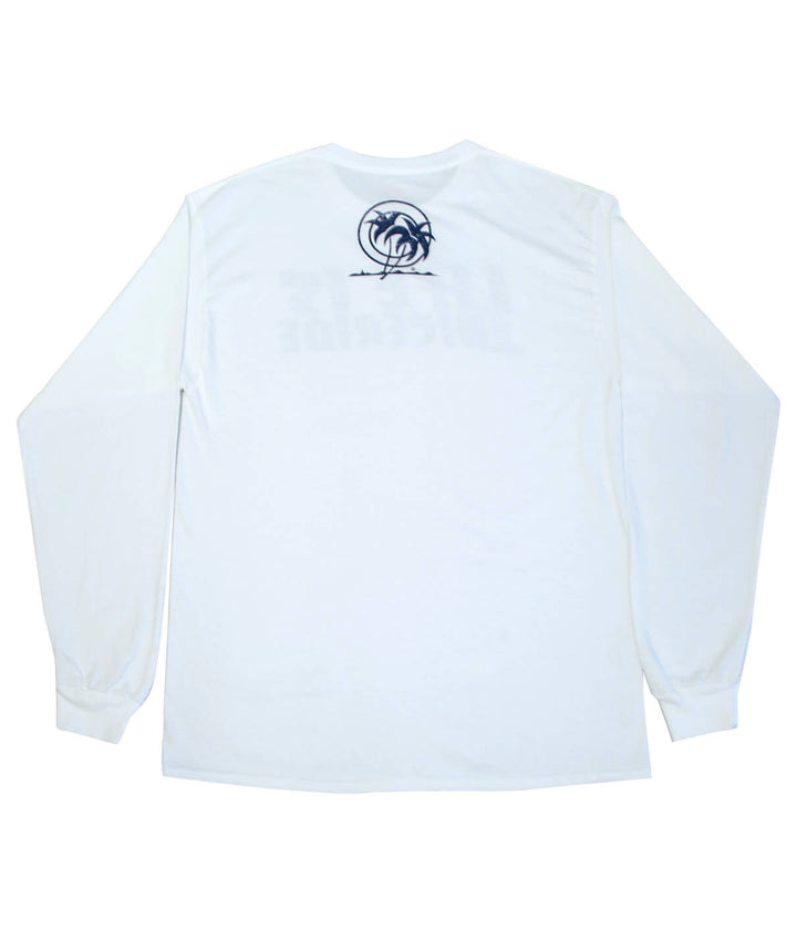 Life is - White Hanes Pre-Shrunk 100% Cotton Long Sleeve Men&