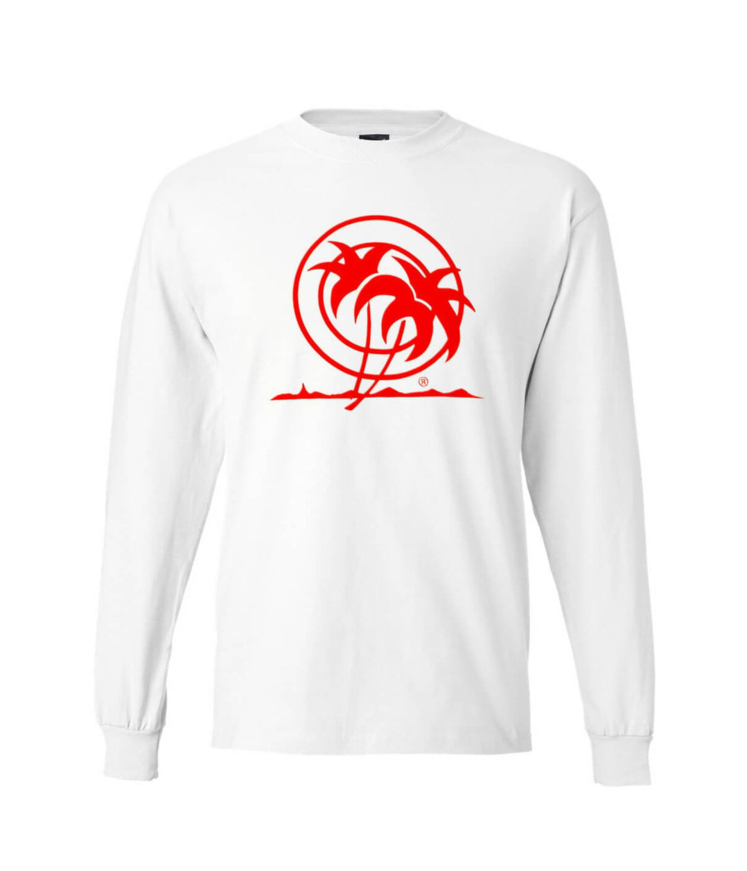 Classic Palm white Hanes long sleeve men&