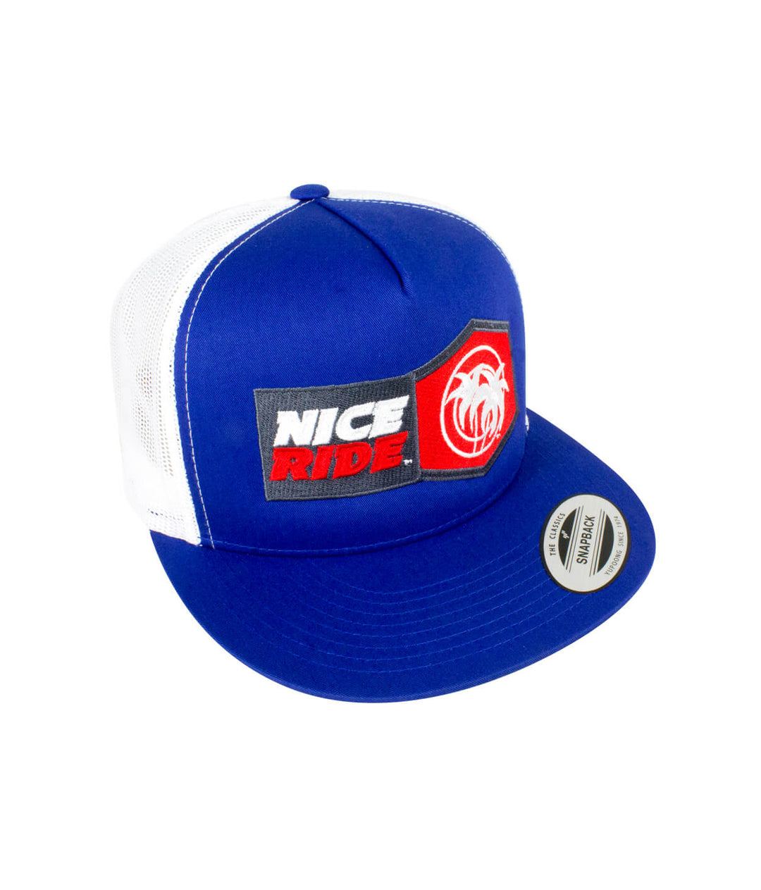 Socket Trucker Baseball hat featuring NICERIDE design and palm logo, perfect stylish hat for everyday wear.