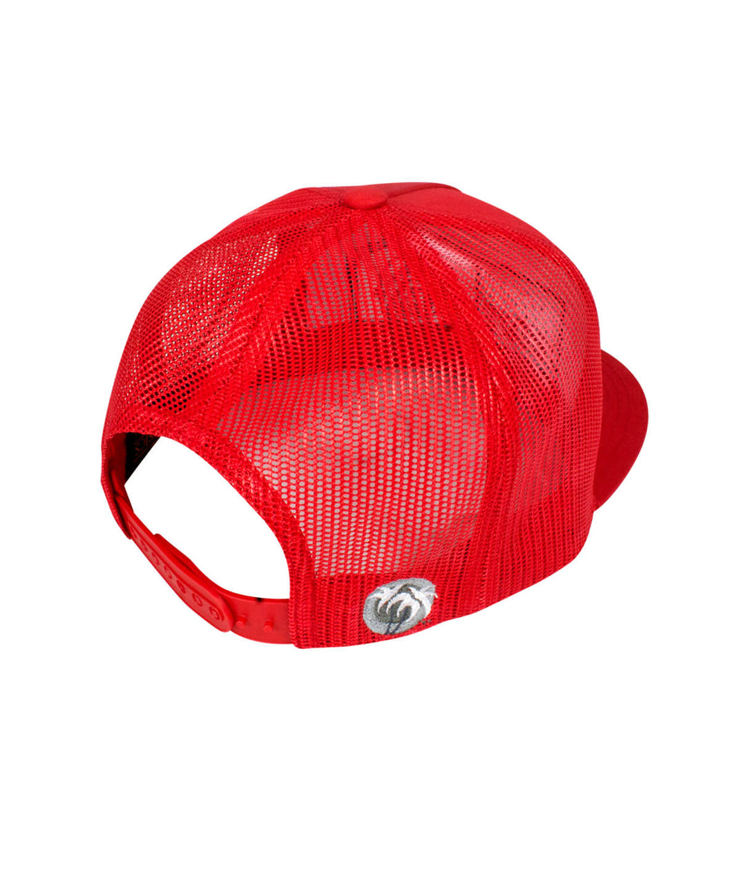 Back view of the Socket Trucker Baseball hat showing mesh design and classic palm logo, perfect summer hat.