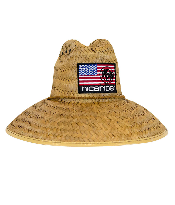 Unisex "Pride" straw sun hat by NICERIDE, featuring a patch, 5" brim, perfect beach hat for UV protection.