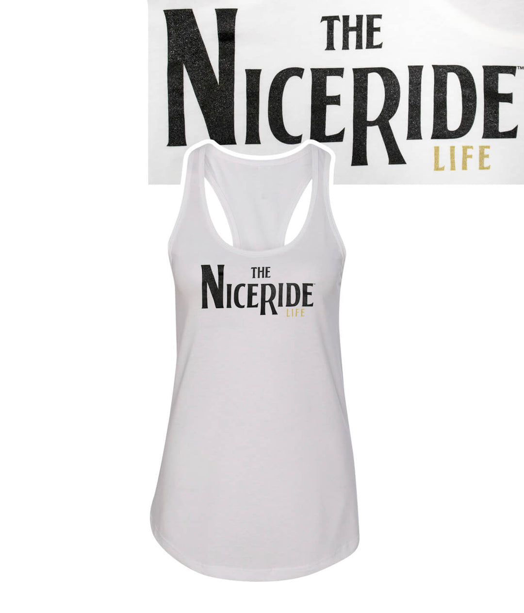 Godfather - White Next Level Racerback Tank Top for Women featuring NICERIDE design.