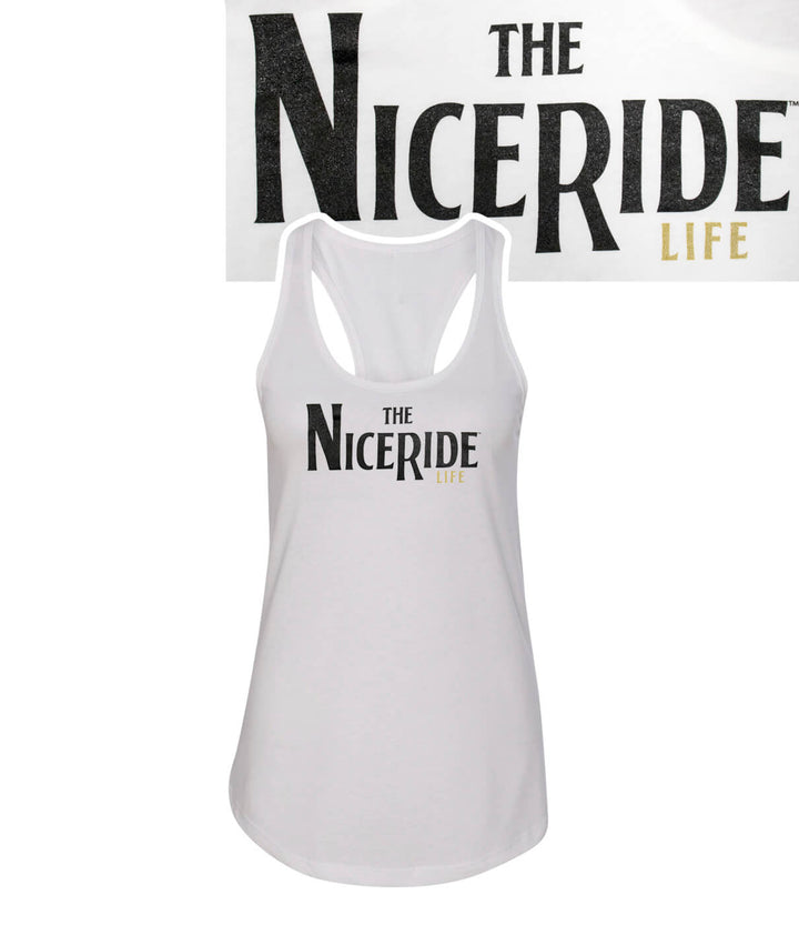 Godfather - White Next Level Racerback Tank Top for Women featuring NICERIDE design.