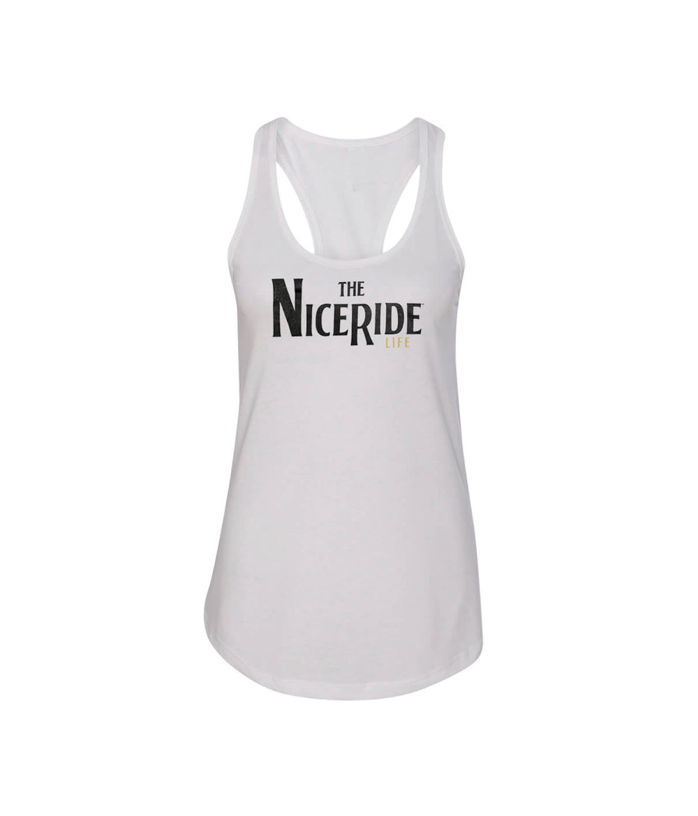 Godfather - White Next Level Racerback Tank Top for Women featuring NICERIDE design, comfortable fit, perfect for casual wear.
