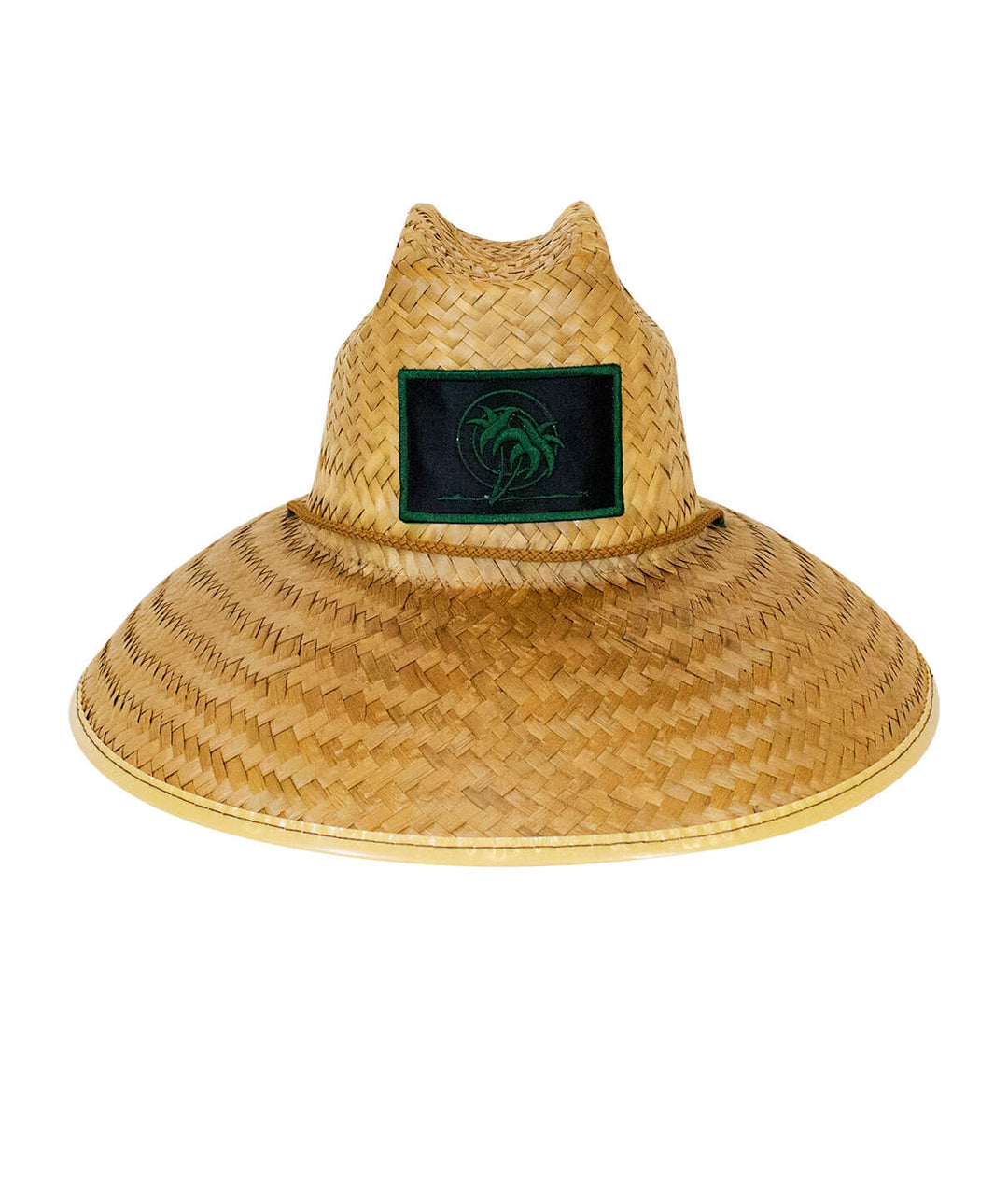 Unisex straw sun hat with blacked out palm patch, perfect for beach or work, helps keep sun out of your eyes. Hat.