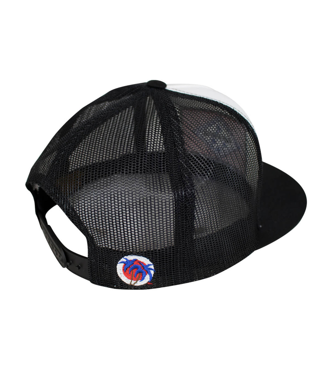 Arkansas Trucker Hat showcasing the back design, featuring mesh fabric and palm logo embroidery.