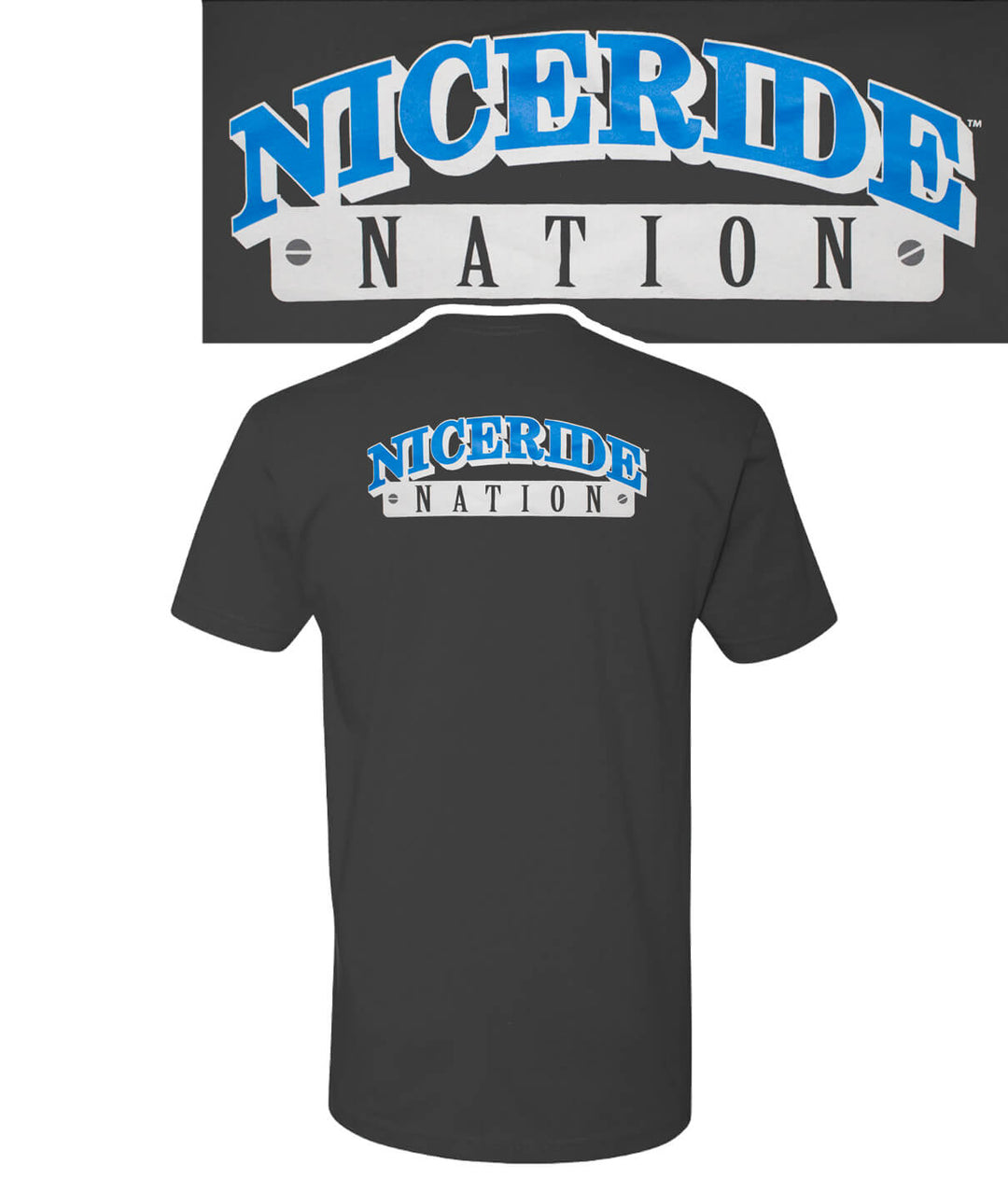 The Junction gray men's short sleeve t-shirt with NICERIDE design printed on back, featuring "NICERIDE NATION" logo.