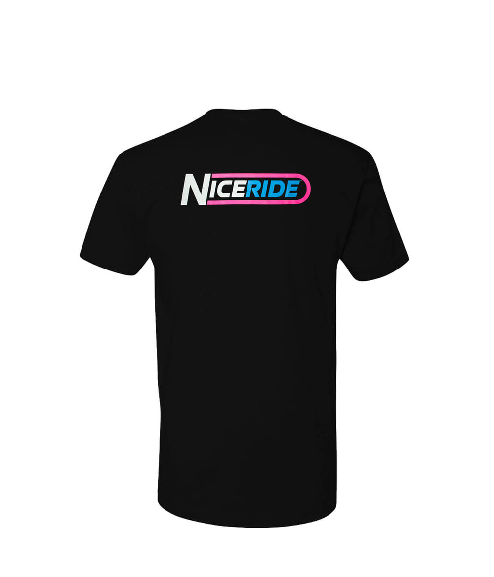 The Tube - Black Next Level 100% Men's Short Sleeve T-Shirt with NICERIDE design on back.