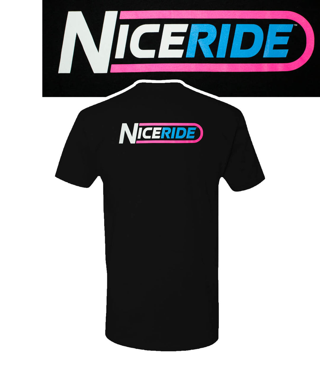 The Tube - Black Next Level 100% Men's Short Sleeve T-Shirt with NICERIDE logo on the back.