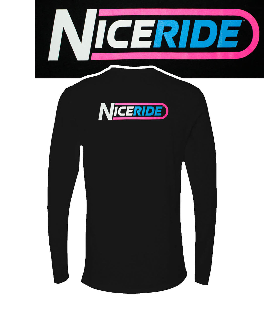 The Tube- Black Next Level 100% Cotton Long Sleeve Mens T-Shirt featuring NICERIDE logo on back.