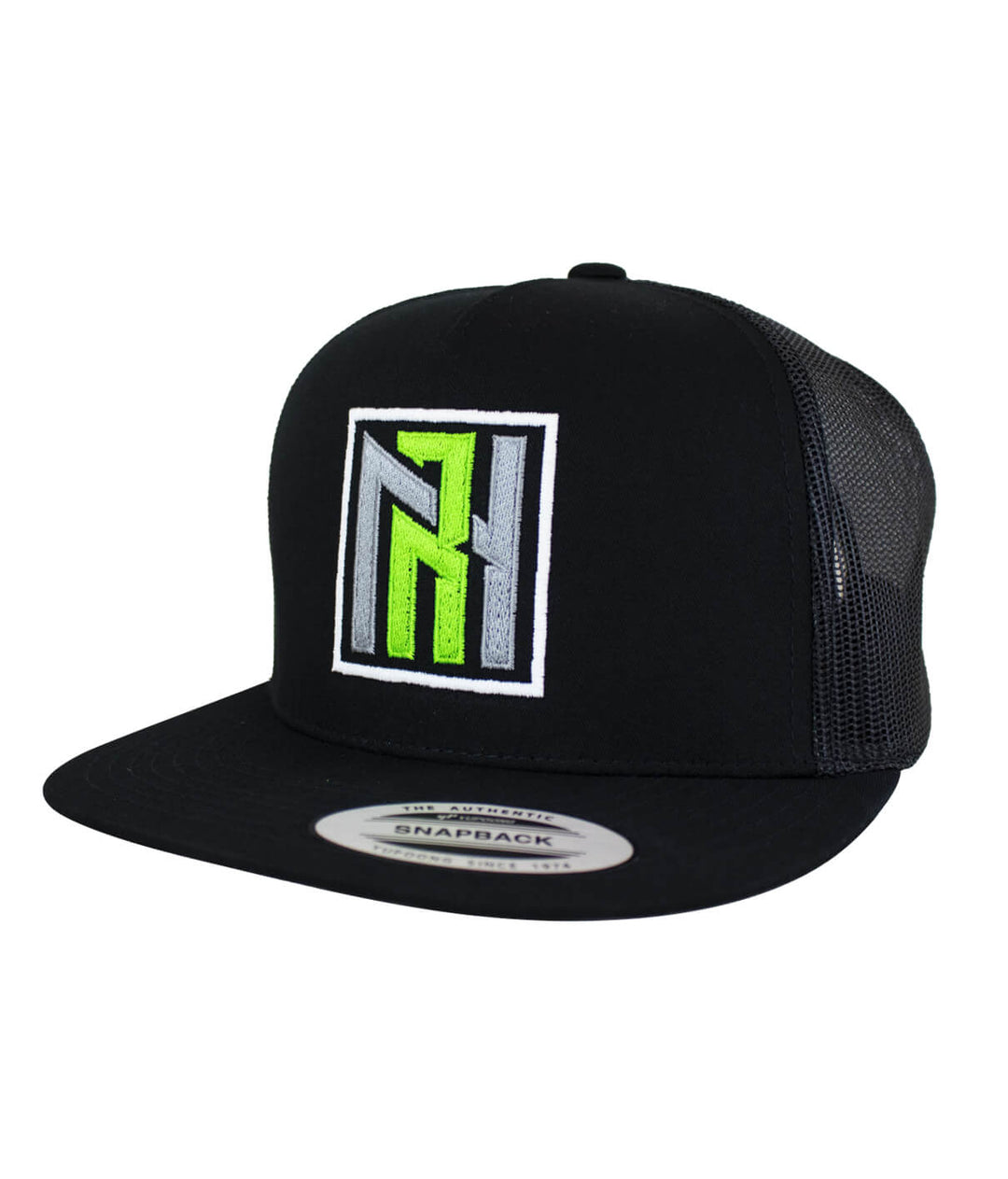 N-R Orange trucker hat with embroidered design on front panel, classic snapback style, perfect addition to any outfit.
