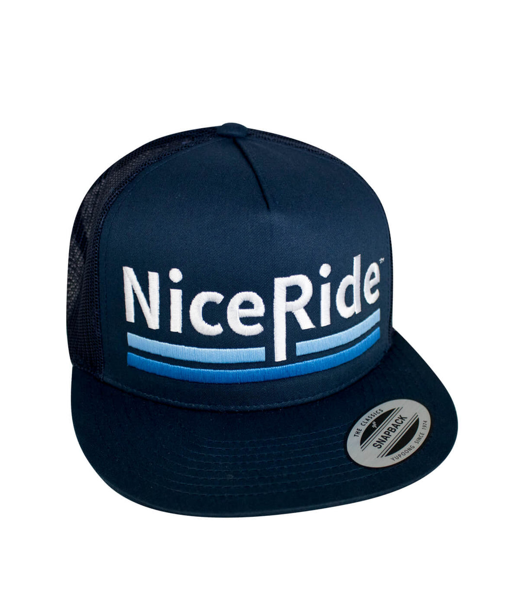 Low Tide Trucker Hat by NICERIDE featuring embroidered logo and snapback style, ideal summer hat.