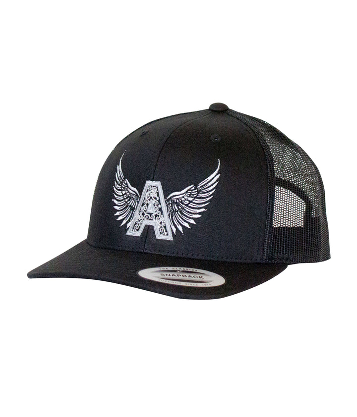 Angel Black Retro Trucker Hat with NICERIDE&