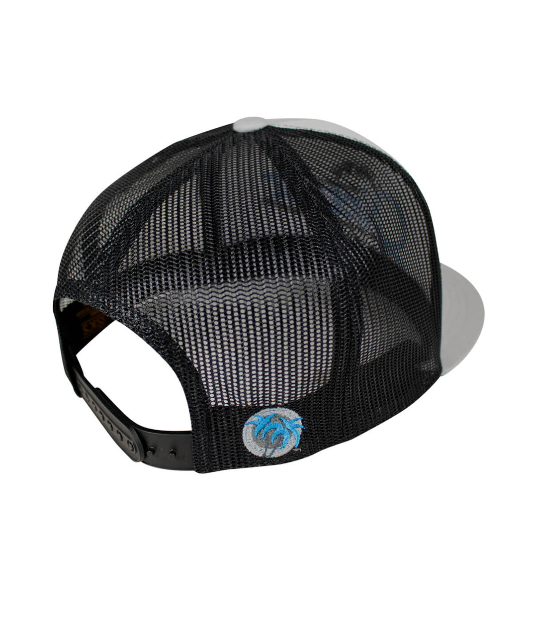 Back view of the "Tootsie" hat featuring a black mesh design and classic palm logo embroidered on the side.