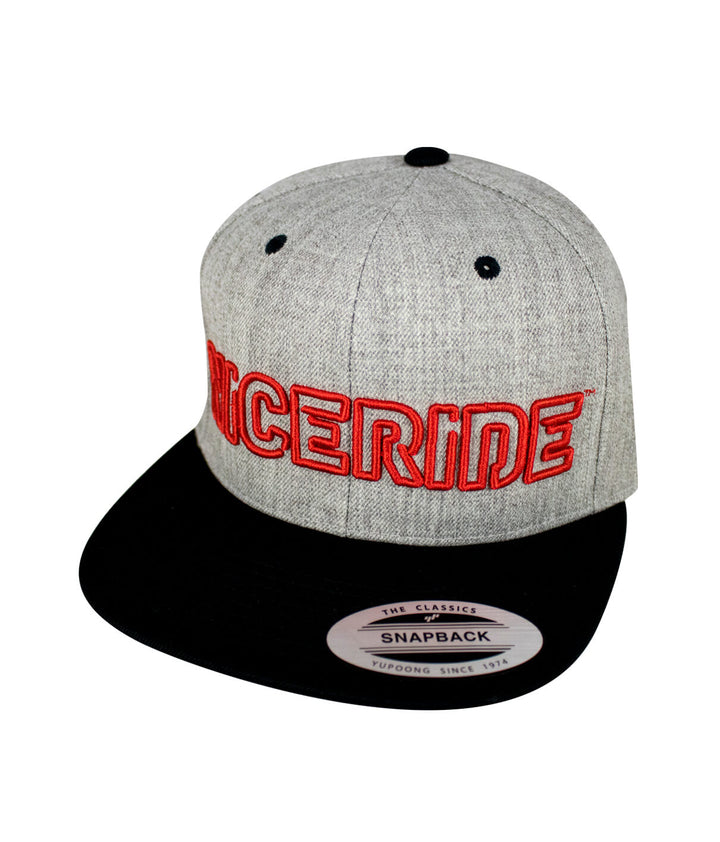 Maze Snapback Hat with NICERIDE design and blacked-out logo, perfect for stylish outdoor wear.