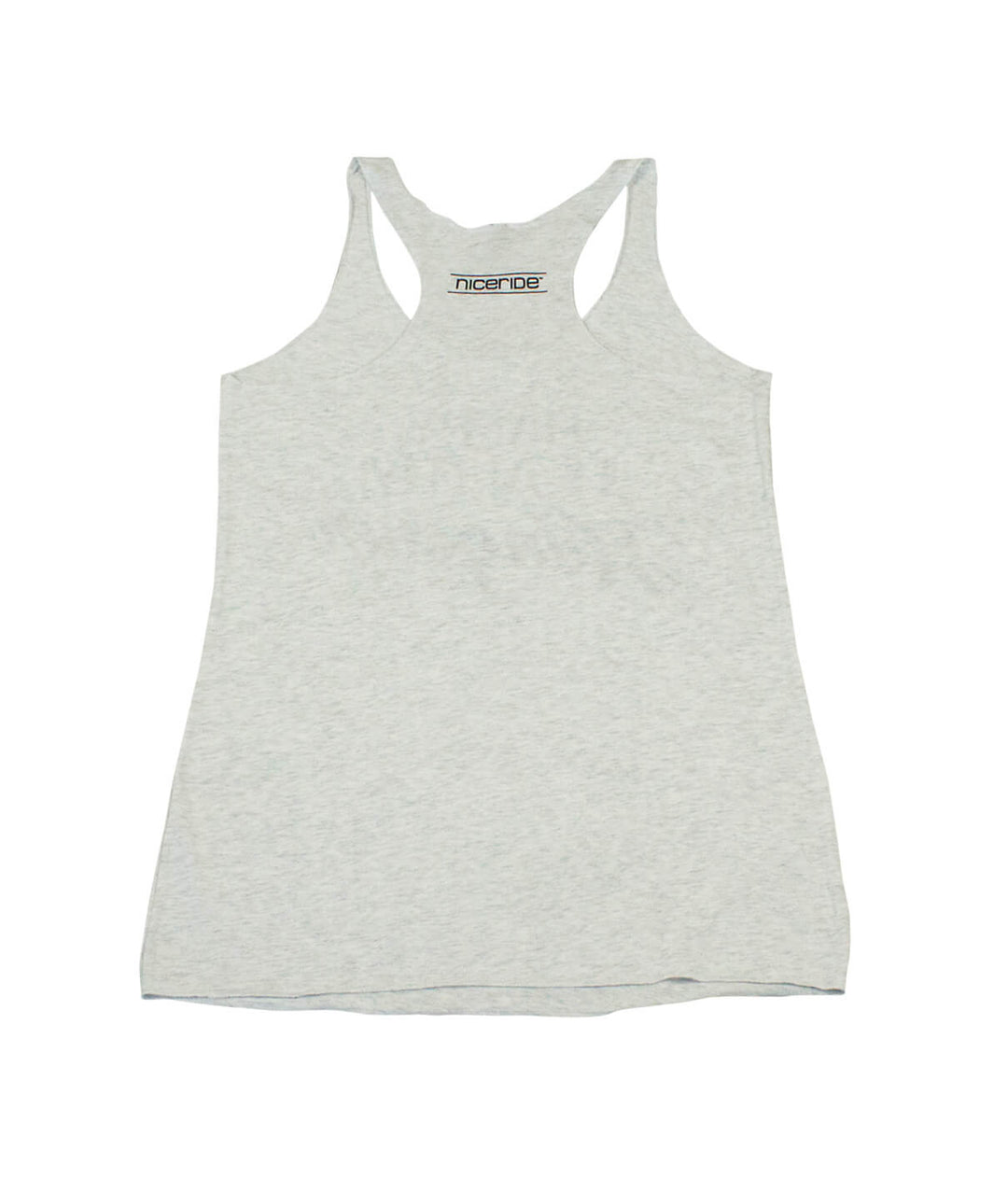 Happy Healthy Hungover tank top in heather gray with racerback design and NICERIDE logo.