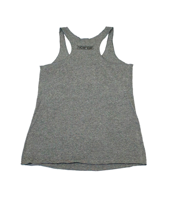 Next Level vintage style tank top for women in heather gray, featuring "Beach Please" design.