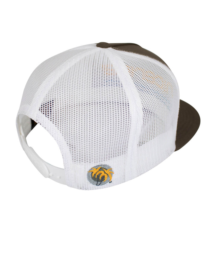 On The Water - Center Trucker Baseball Cap showcasing the NICERIDE design and Blacked Out Classic Palm logo on the back.