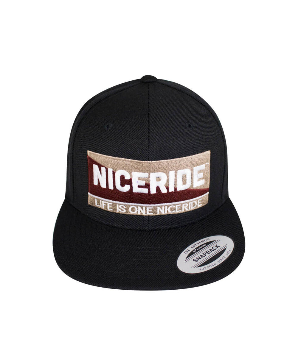 Horizon Snapback Hat featuring NICERIDE design and Blacked Out Classic Palm Logo, perfect for stylish casual wear, Hat.