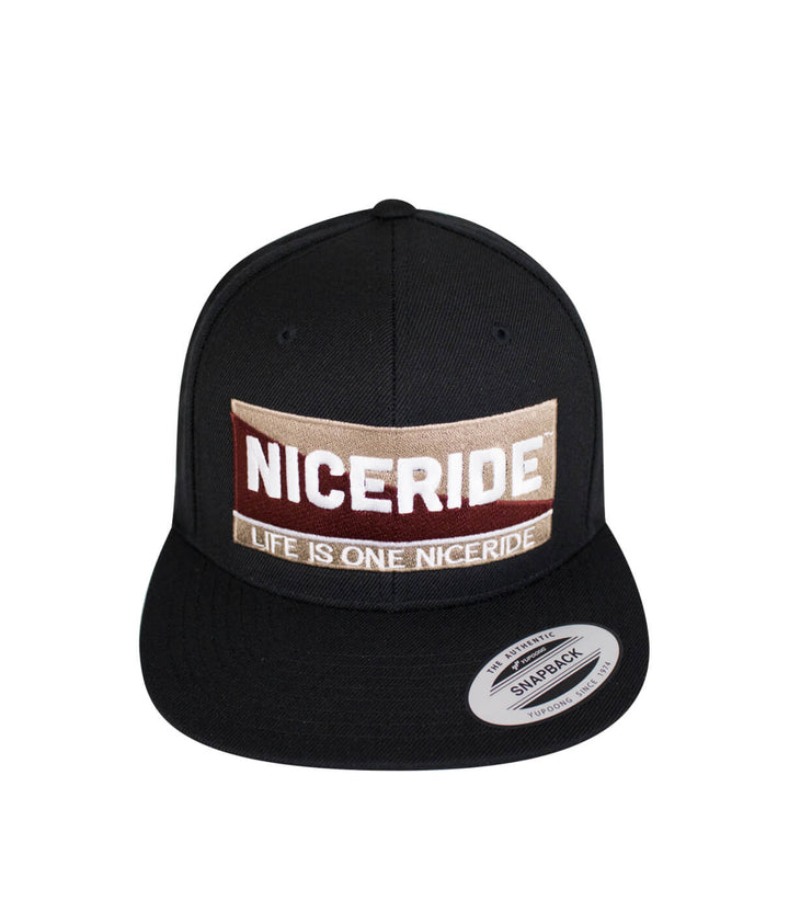 Horizon Snapback Hat featuring NICERIDE design and Blacked Out Classic Palm Logo, perfect for stylish casual wear, Hat.