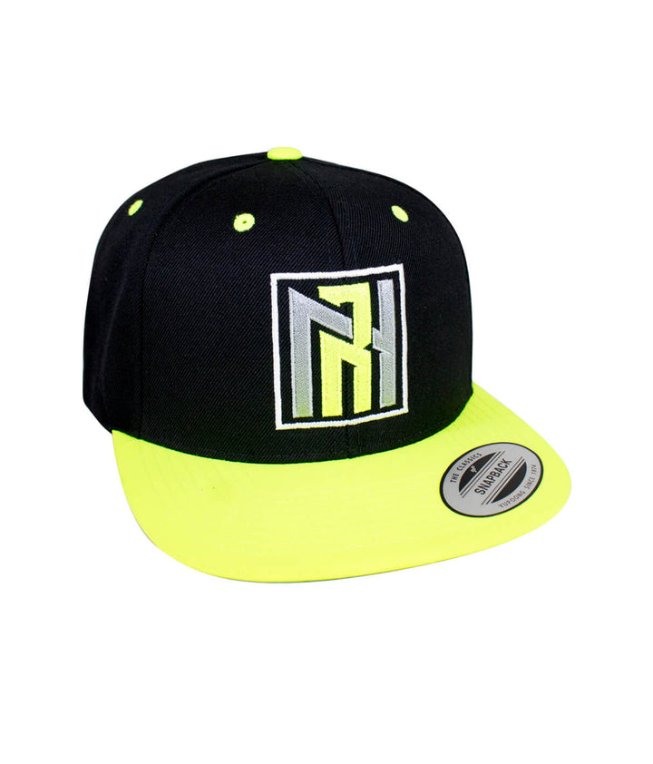 N-R Neon Snapback Hat, classic baseball cap with NICERIDE logo in neon colors, designed and embroidered in the United States.