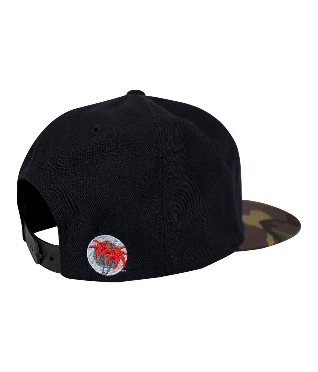 Back view of the NICERIDE PRIDE camo flatbill snapback hat featuring embroidered logo and adjustable strap.