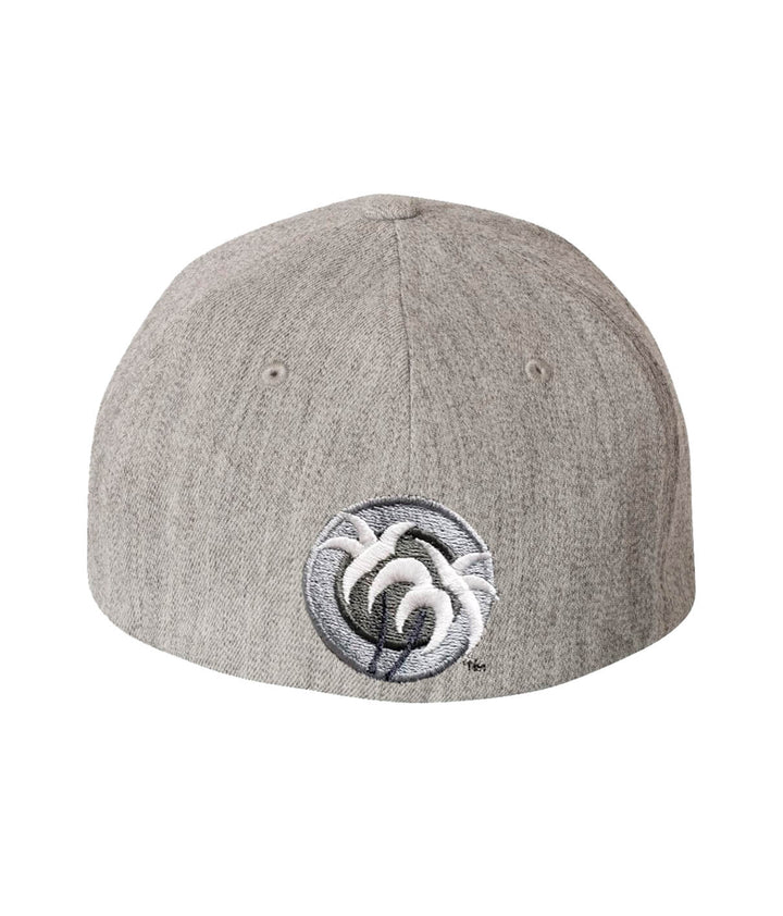Back view of the Good Times Classic Flexfit Baseball Cap featuring embroidered palm logo on a gray hat.