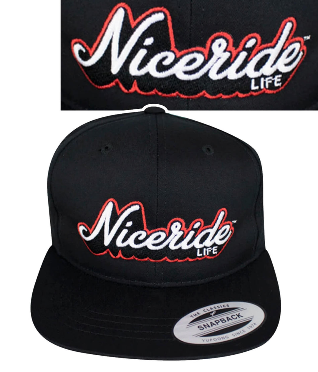 Nicelogo embroidered on the front of a classic snapback youth hat, part of the Half Pipe collection.