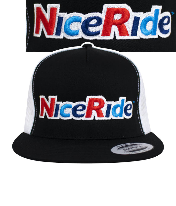 NiceRide unisex adjustable trucker cap featuring embroidered logo, perfect hat for casual wear.