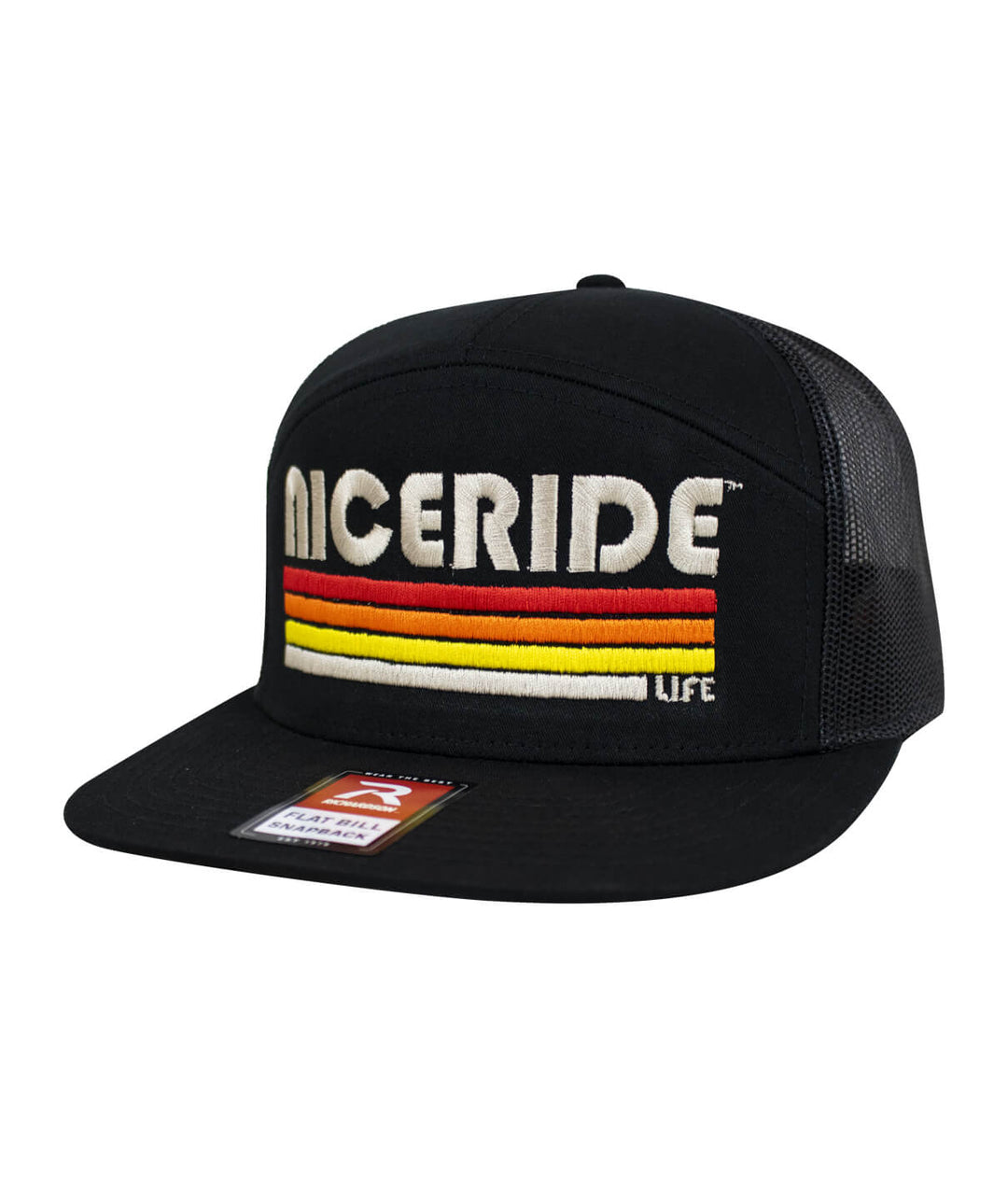 NICERIDE 7-Panel Trucker Hat with embroidered logo in Evening Glow, perfect for stylish outdoor wear.