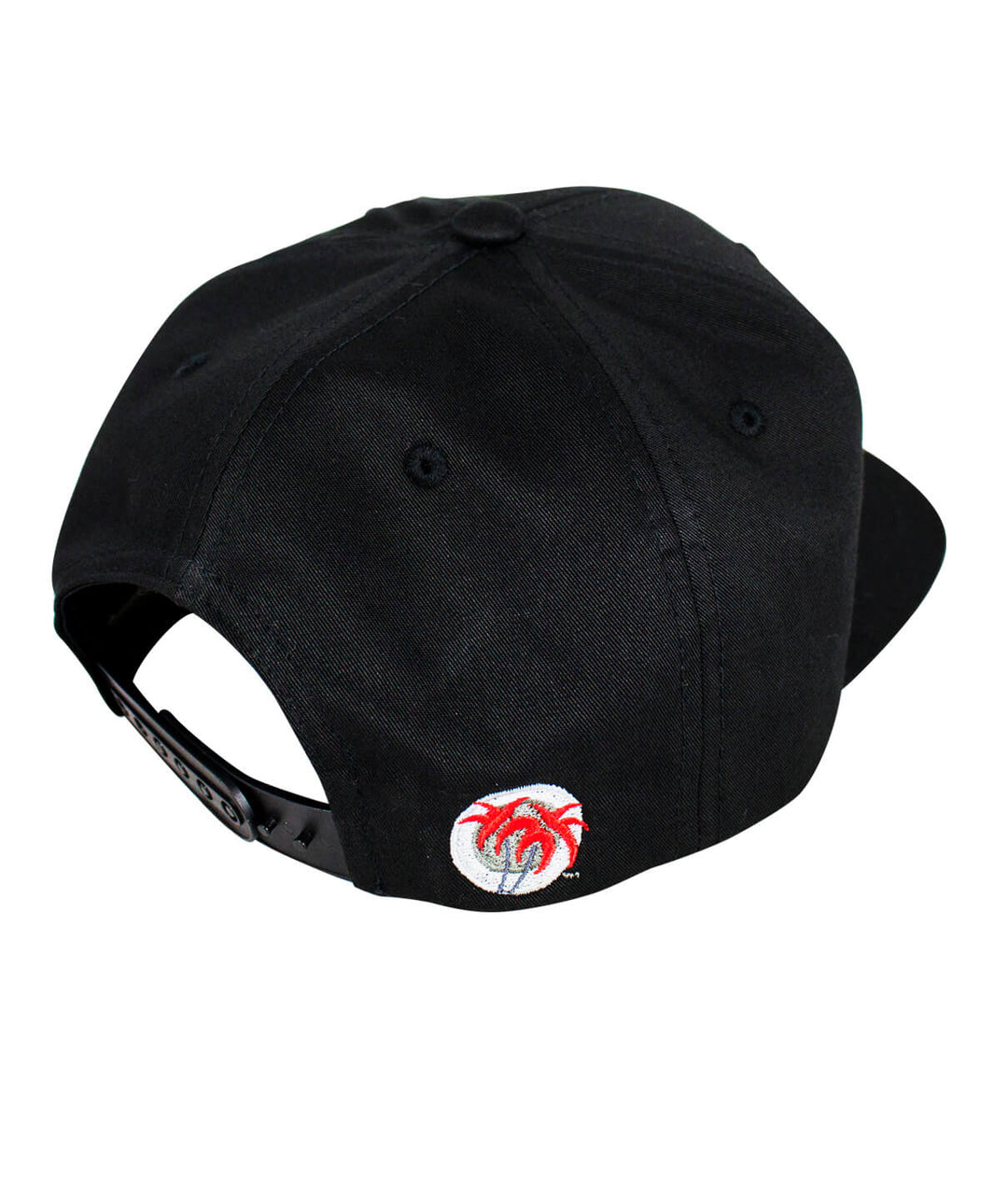 Back view of the Bold Tower youth hat showcasing the Blacked Out Classic Palm Logo on a black snapback hat.