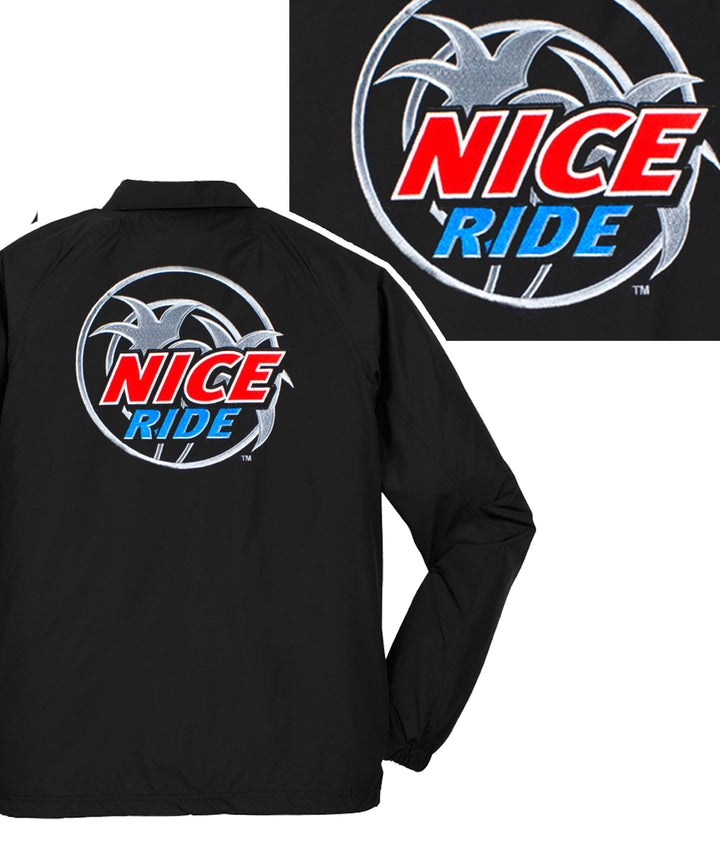 Black windbreaker jacket featuring NICERIDE&